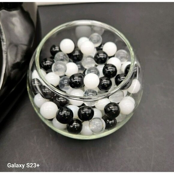 Vintage Haeger Black Ceramic Cat With Glass Fish Bowl With Marbles - Picture 9 of 11